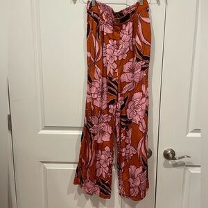 Bila Orange and Pink Wide Leg Jumpsuit with Floral Print